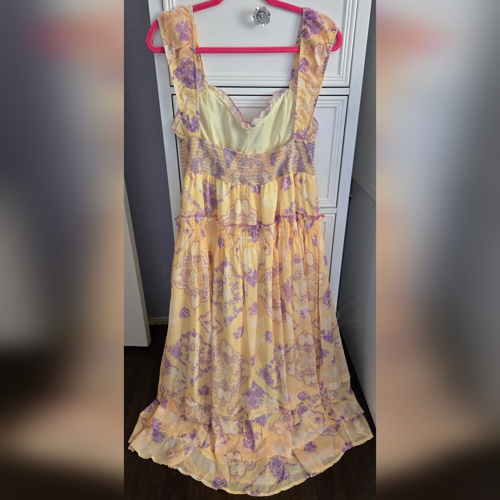 Taoocy Yellow and Purple Maxi Dress Size M NWOT - Picture 5 of 8